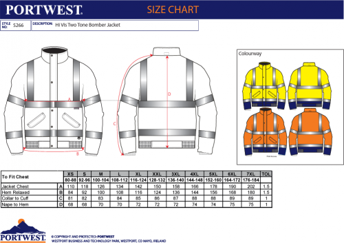 Jacheta bomber Hi-Vis contrast, portocaliu/navy, regular, Portwest